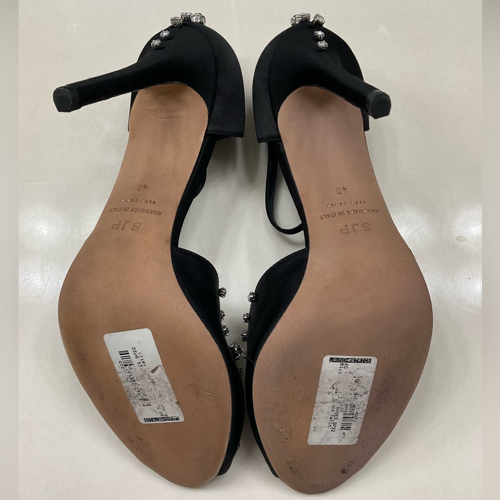 SJP by Sarah Jessica Parker Major 100mm Charcoal Satin Sandals - Picture 6 of 6